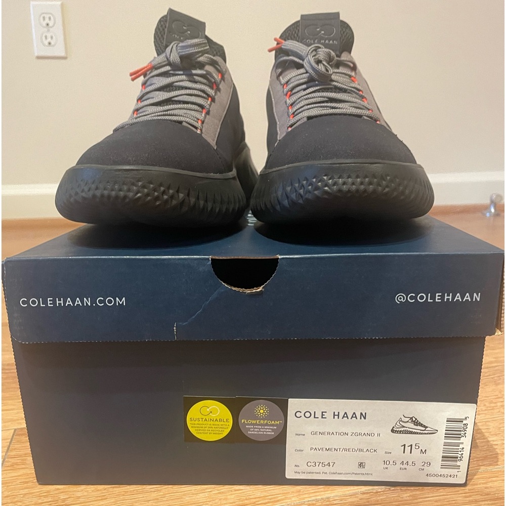 Cole Haan Black and Gray Men's Sneakers with Red Accents - Picture 2 of 8